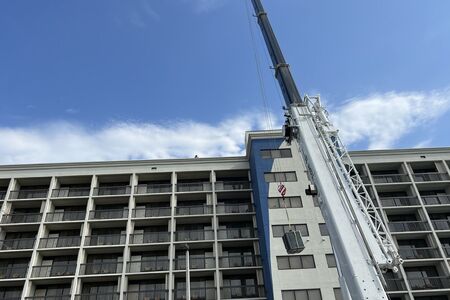 Pulling New Unit Onto Rooftop